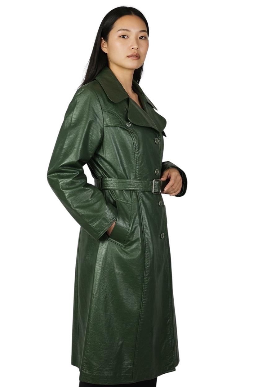 Vintage 1970s Ascot Model Mod Dark Green Vinyl Faux Leather