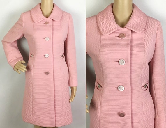 Vintage 1960s Eastex Label Mod Pink Ribbed Crimpl… - image 1