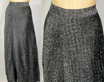 Vintage 1970s Disco Glam Rock Silver Lurex Maxi Skirt Medium