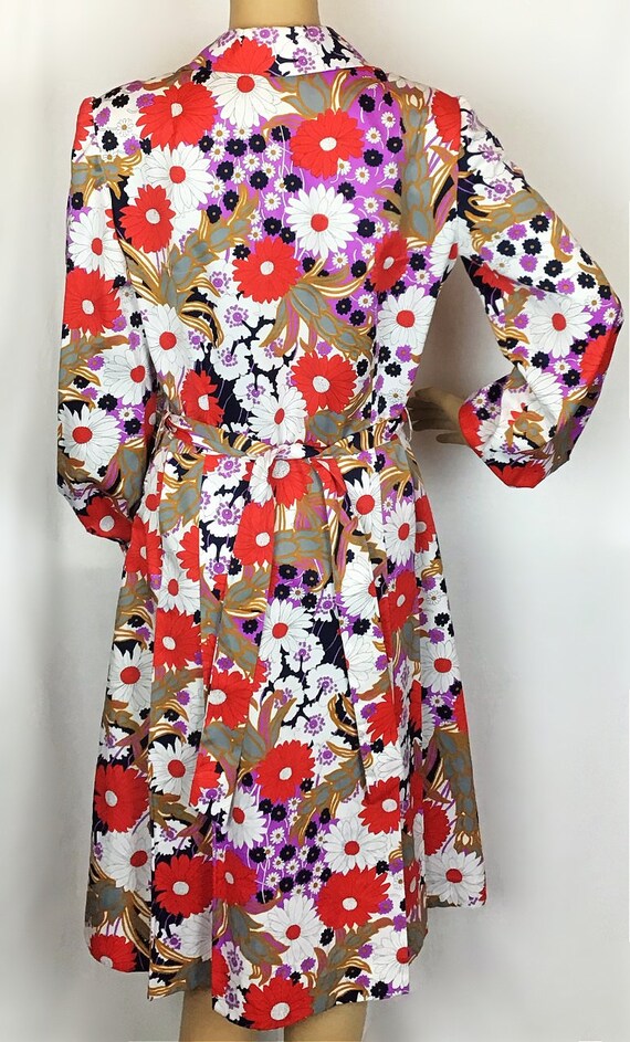 Vintage 60s 70s Mod Hippie Psychedelic Floral Dai… - image 8