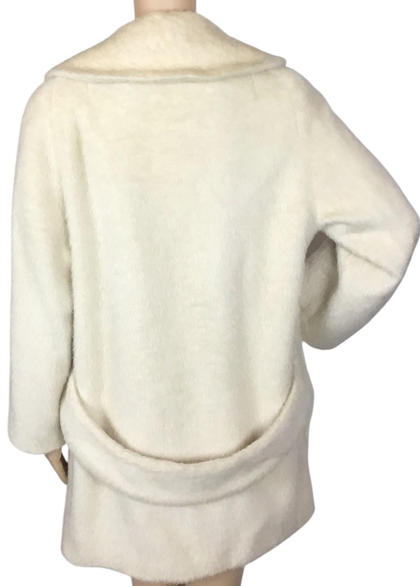 Vintage 1960s Designer Sidwall Mid Century Mod Cream White Mohair