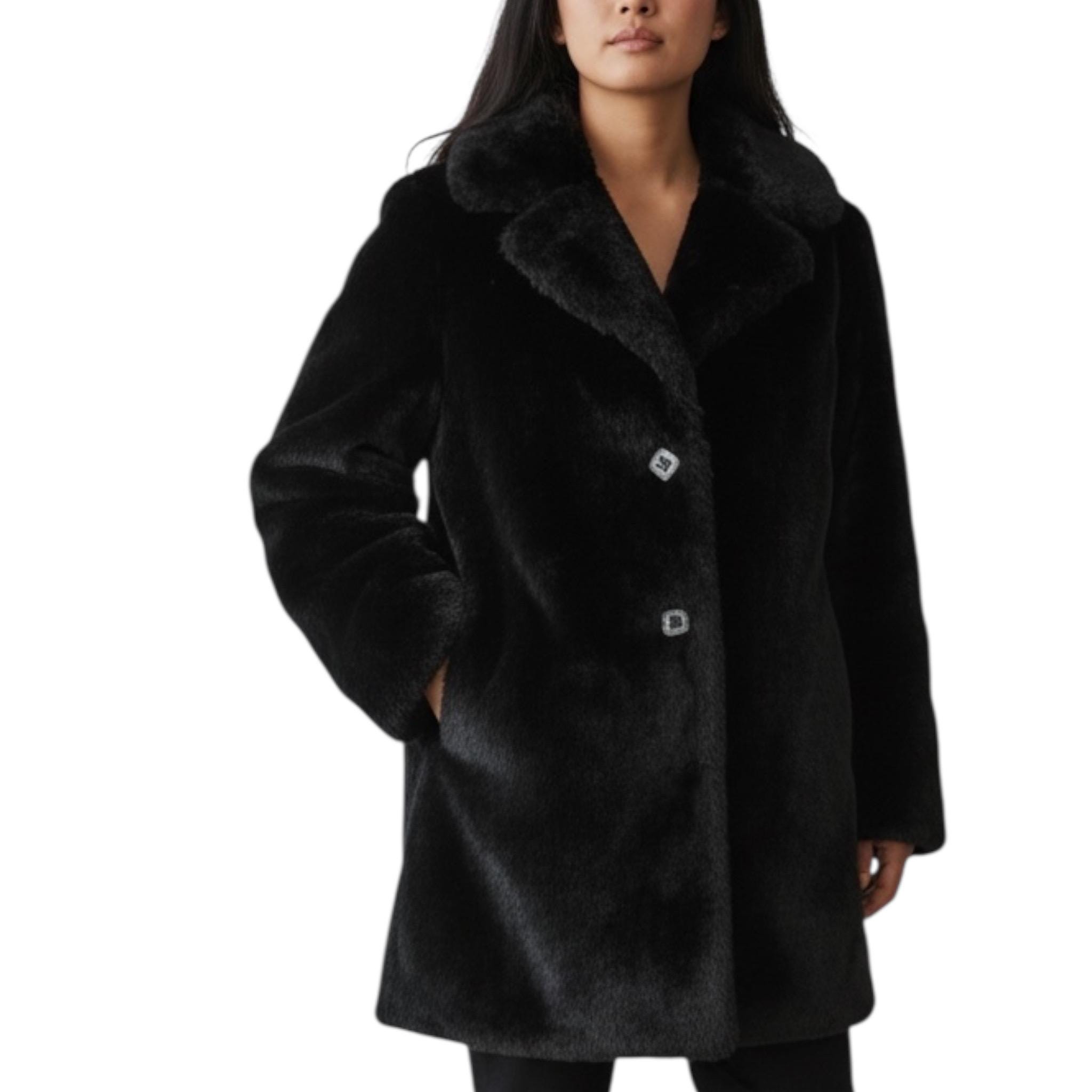 Vintage 1970s Designer Astraka Label Black Faux Teddy Fur Rounded