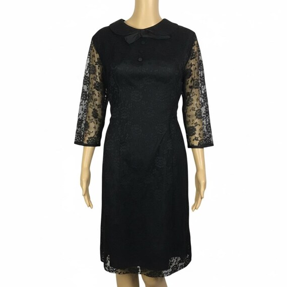 Vintage 1960s Mid Century Mod Black Floral Lace Peter Pan Bow Collar Shift Dress Medium - Etsy Israel Vintage 1960s Mid Century Mod Black Floral Lace Peter Pan Bow Collar Shift Dress Medium - Etsy Israel