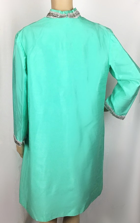 Vintage 1960s Mod Turquoise Mint Green Silver Seq… - image 8