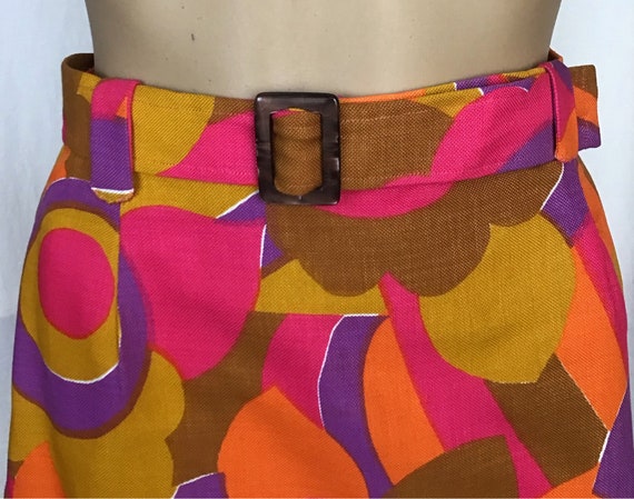 Vintage 1960s Mod Hippie Pink Orange Purple Psych… - image 3