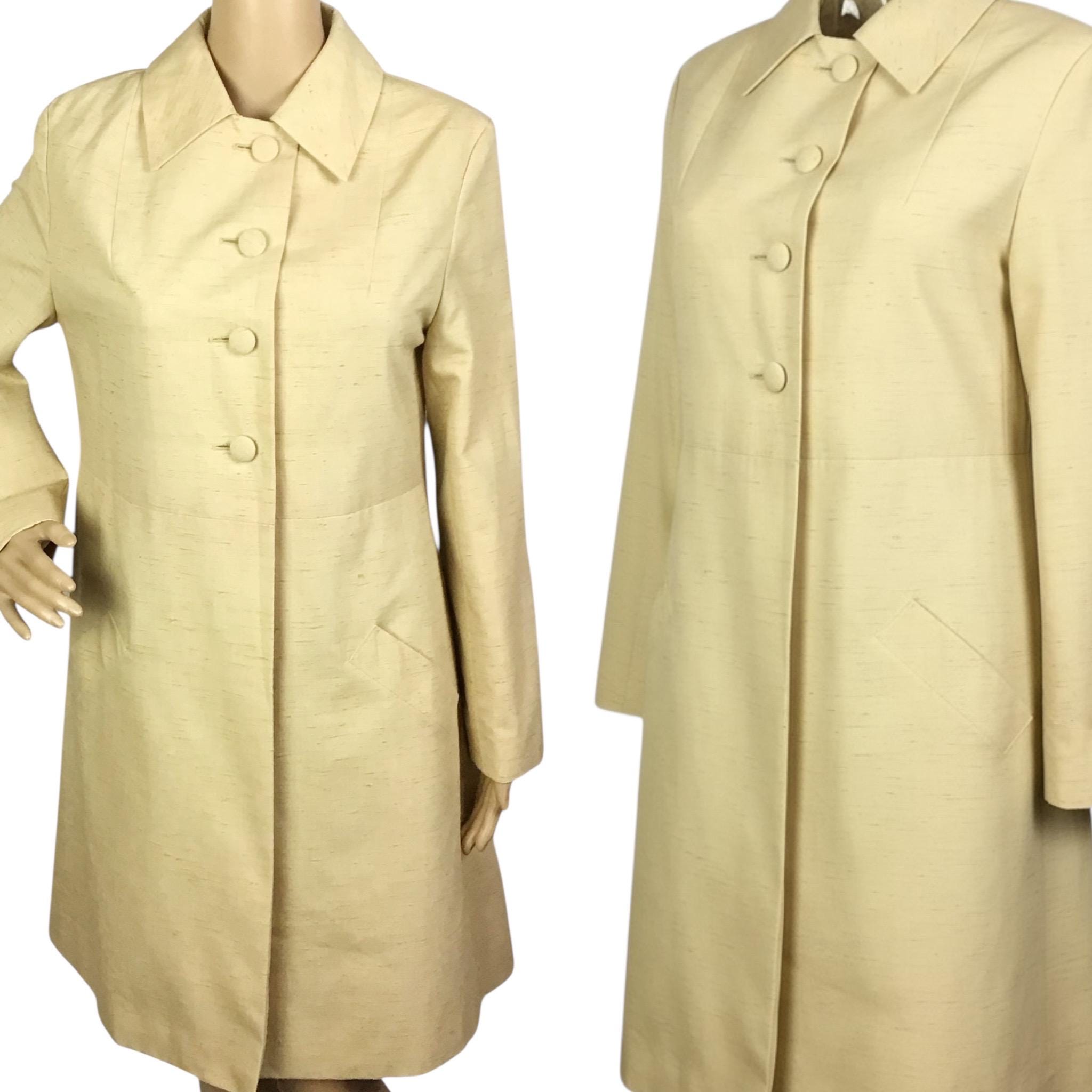 Vintage 1960s Designer Quelrayn Mid Century Mod Beige Trench Mac