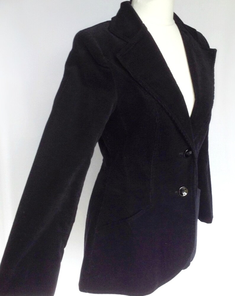Vintage 1970s St Michael label Mod Hippie Black Cord Corduroy Blazer Suit Jacket Small