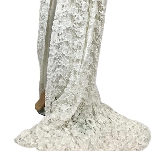Vintage 1970s White Crochet Floral Soutache Ribbon Lace Overlay Long Wedding Dress Small image 4
