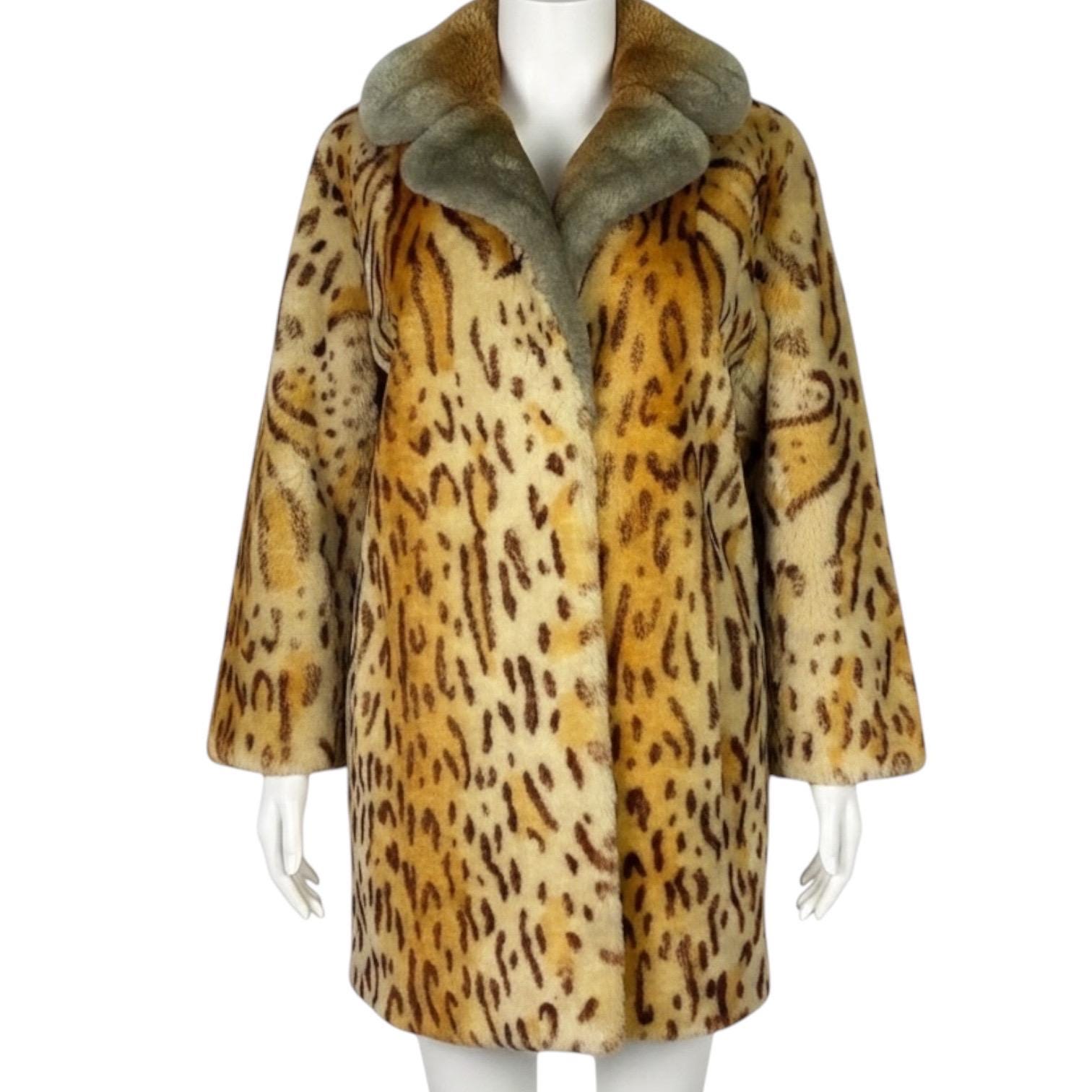 Vintage 1950s Mid Century Pin up Faux Leopard Ocelot Print Fur