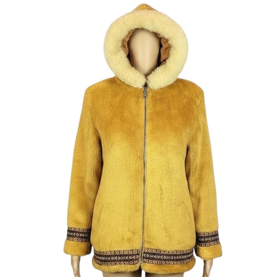 Vintage 1960s Alpine Sportswear Mustard Yellow Faux Fur