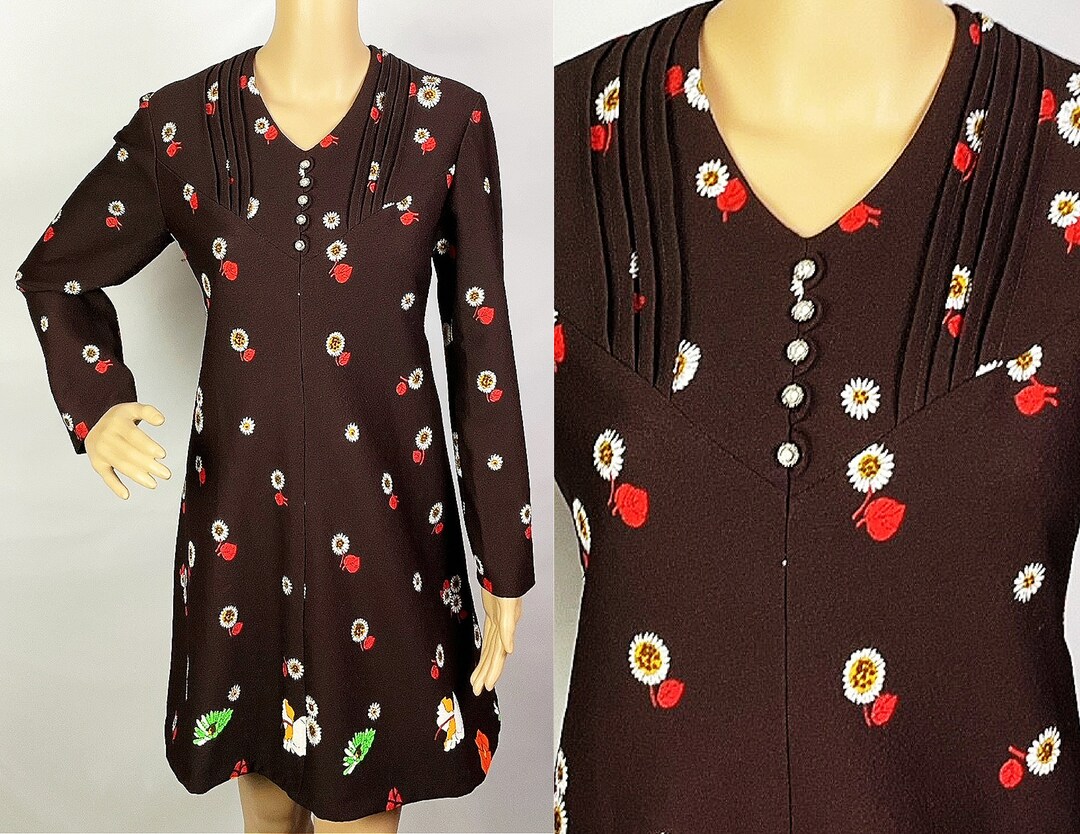 Vintage des années 1970, designer Genevieve Mege Couture, mini