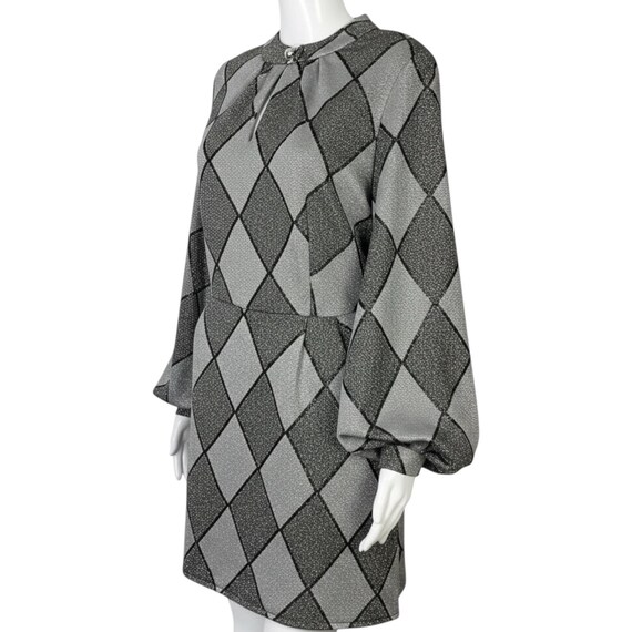 Vintage 1970s Silver Lurex Harlequin Check Flared Balloon Sleeve Mini Dress  Medium-large - Etsy Israel