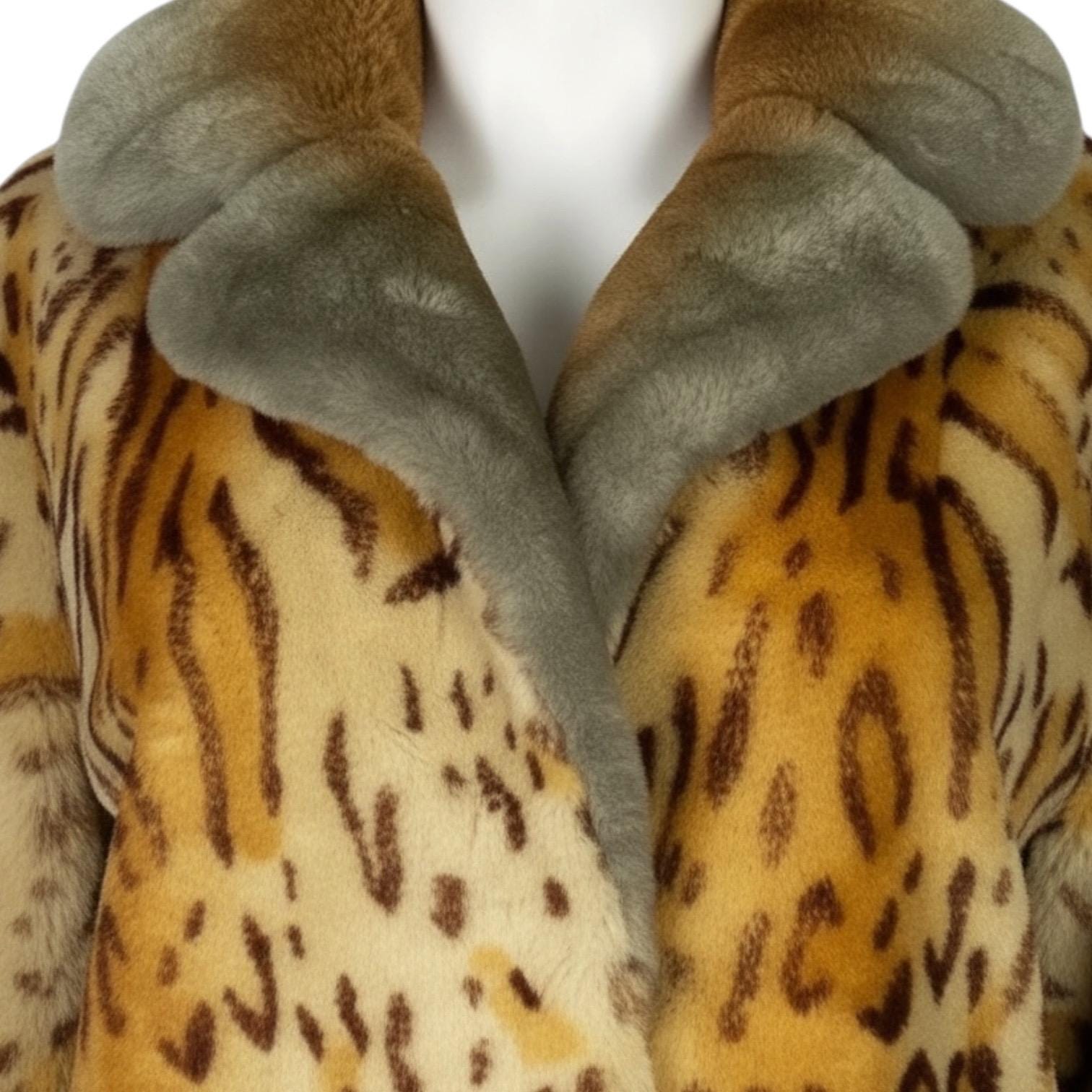 Vintage 1950s Mid Century Pin up Faux Leopard Ocelot Print Fur