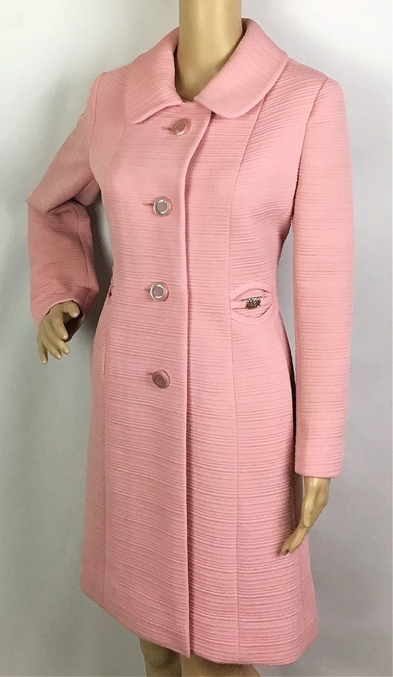 Vintage 1960s Eastex Label Mod Pink Ribbed Crimpl… - image 5