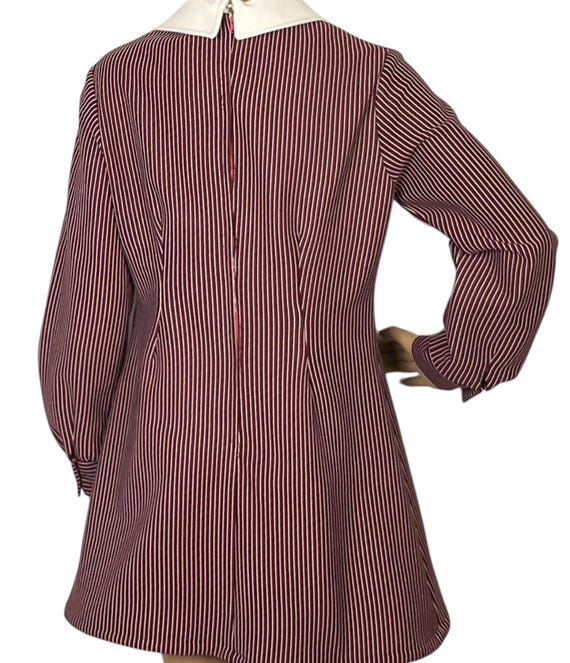 Vintage 1970s Mod Burgundy and White Striped Peter Pan Collar Mini Dress  Medium-large - Etsy