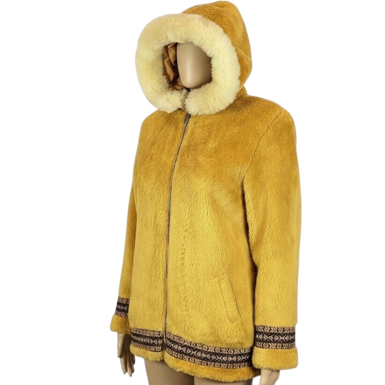 Vintage 1960s Alpine Sportswear Mustard Yellow Faux Fur