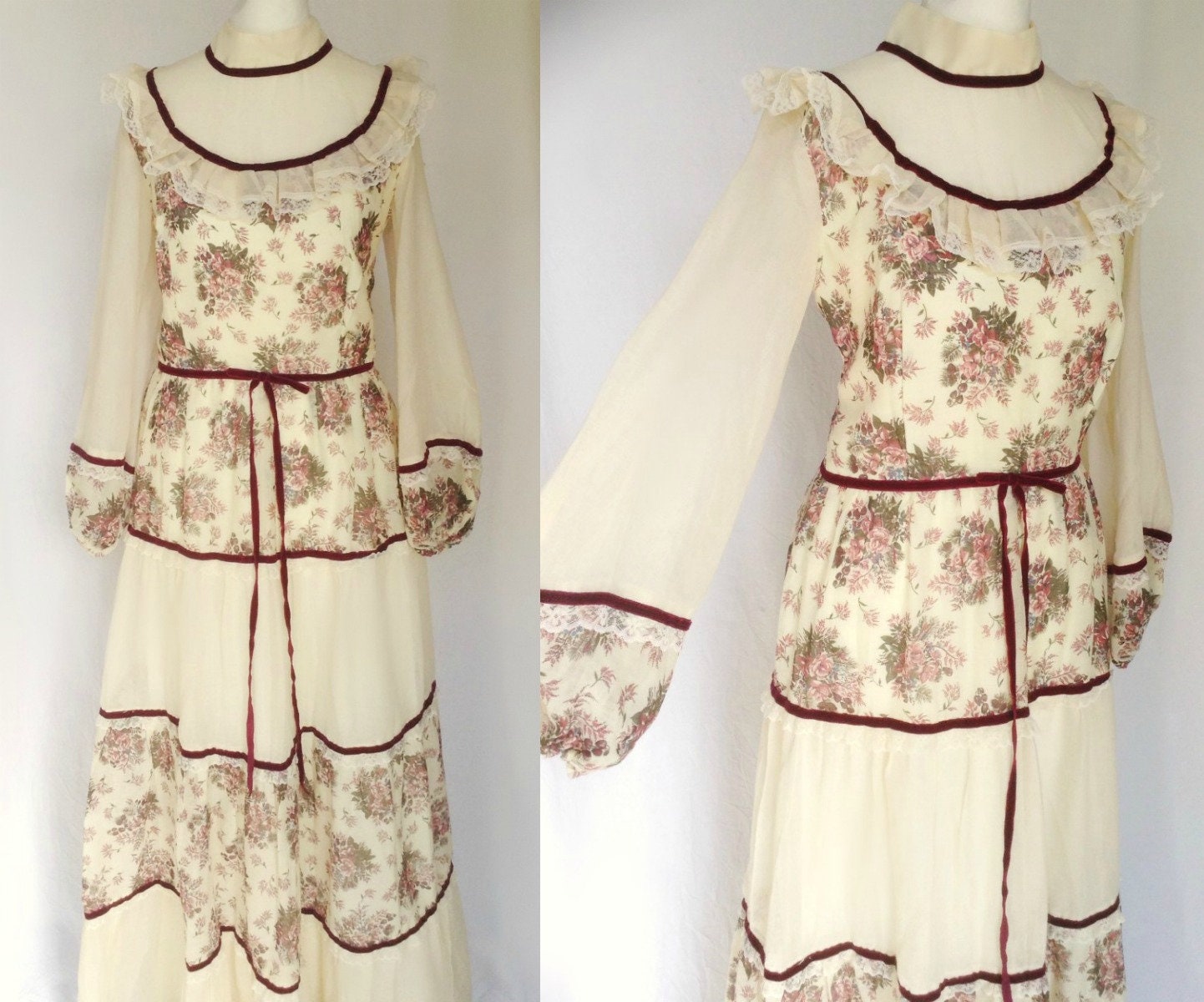 balloon sleeves boho printed maxi dresses