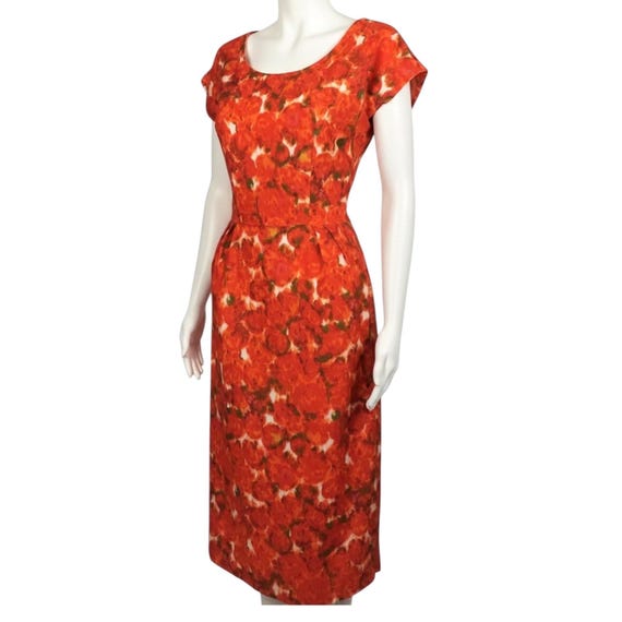 orange pin up dress Cami Angel Sleeve Faux Wrap Dress Orange Sunset
