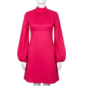 Long Sleeve Hot Pink Mini Dress - Etsy