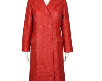 Vintage 1960s 70s Hovland Swanson Red Nylon Trench Coat // Size