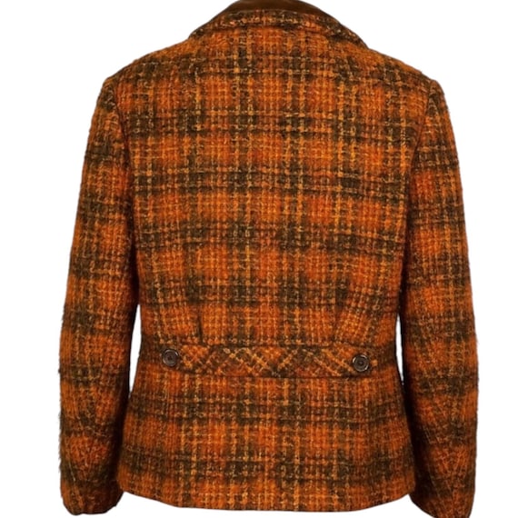 Vintage 1960s Mod Orange & Brown Tweed Wool Velvet Collar Suit