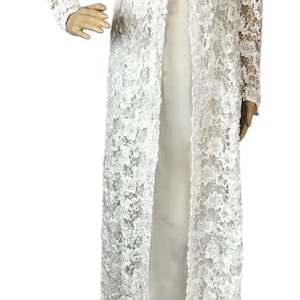 Vintage 1970s White Crochet Floral Soutache Ribbon Lace Overlay Long Wedding Dress Small image 6