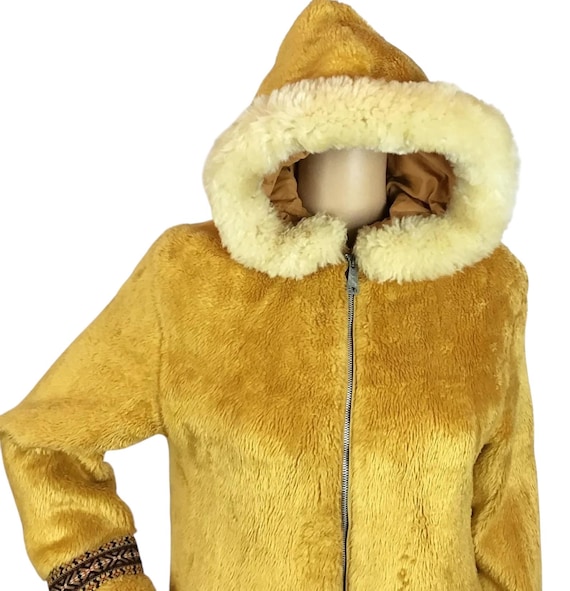 Vintage 1960s Alpine Sportswear Mustard Yellow Faux Fur