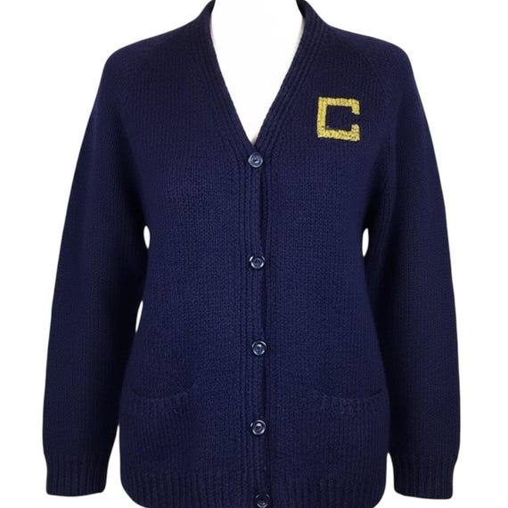 Vintage 1950s Pin up Navy Blue Wool Varsity Letterman Letter 