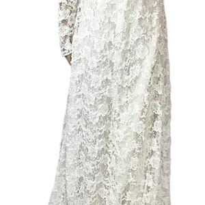 Vintage 1970s White Crochet Floral Soutache Ribbon Lace Overlay Long Wedding Dress Small image 9