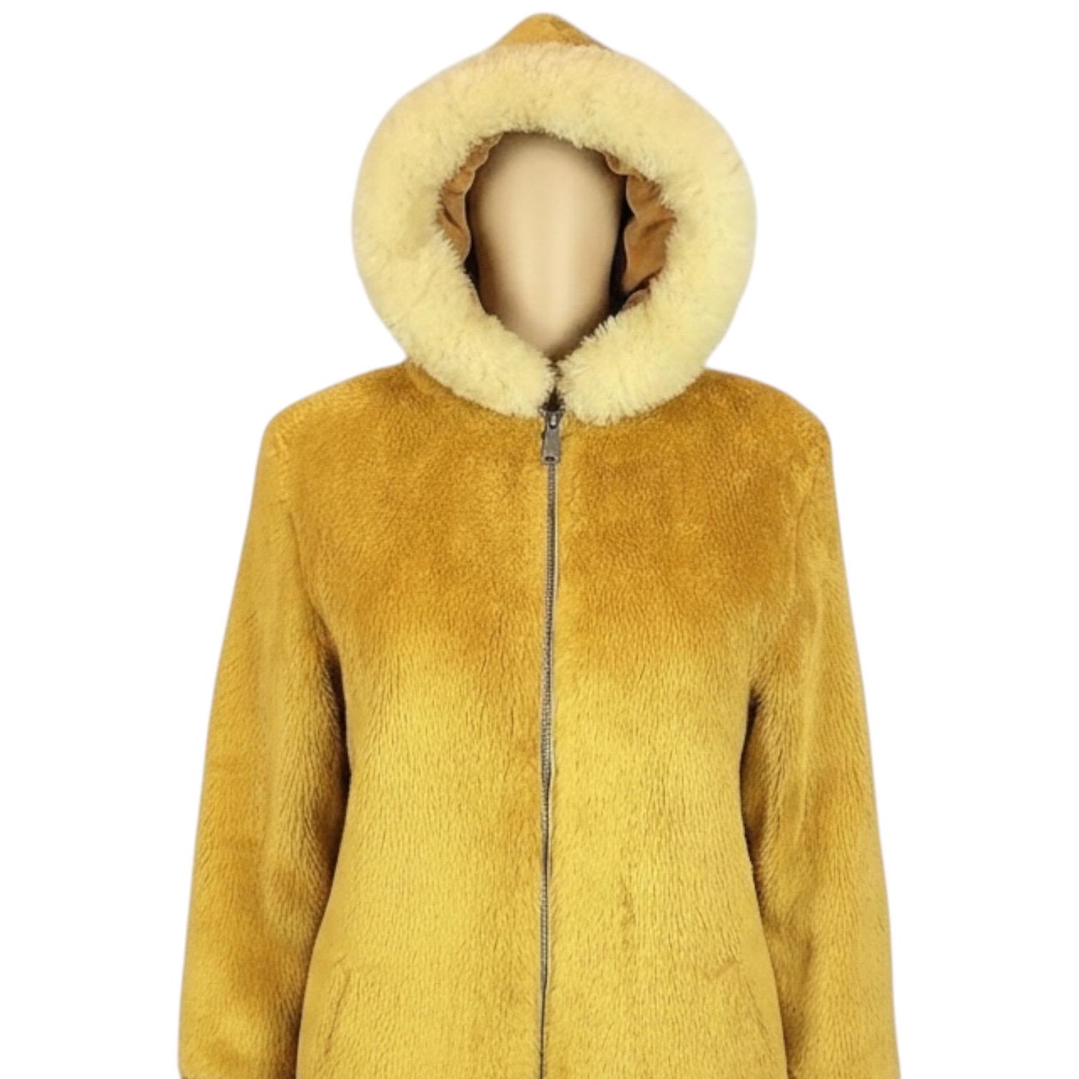 Vintage 1960s Alpine Sportswear Mustard Yellow Faux Fur