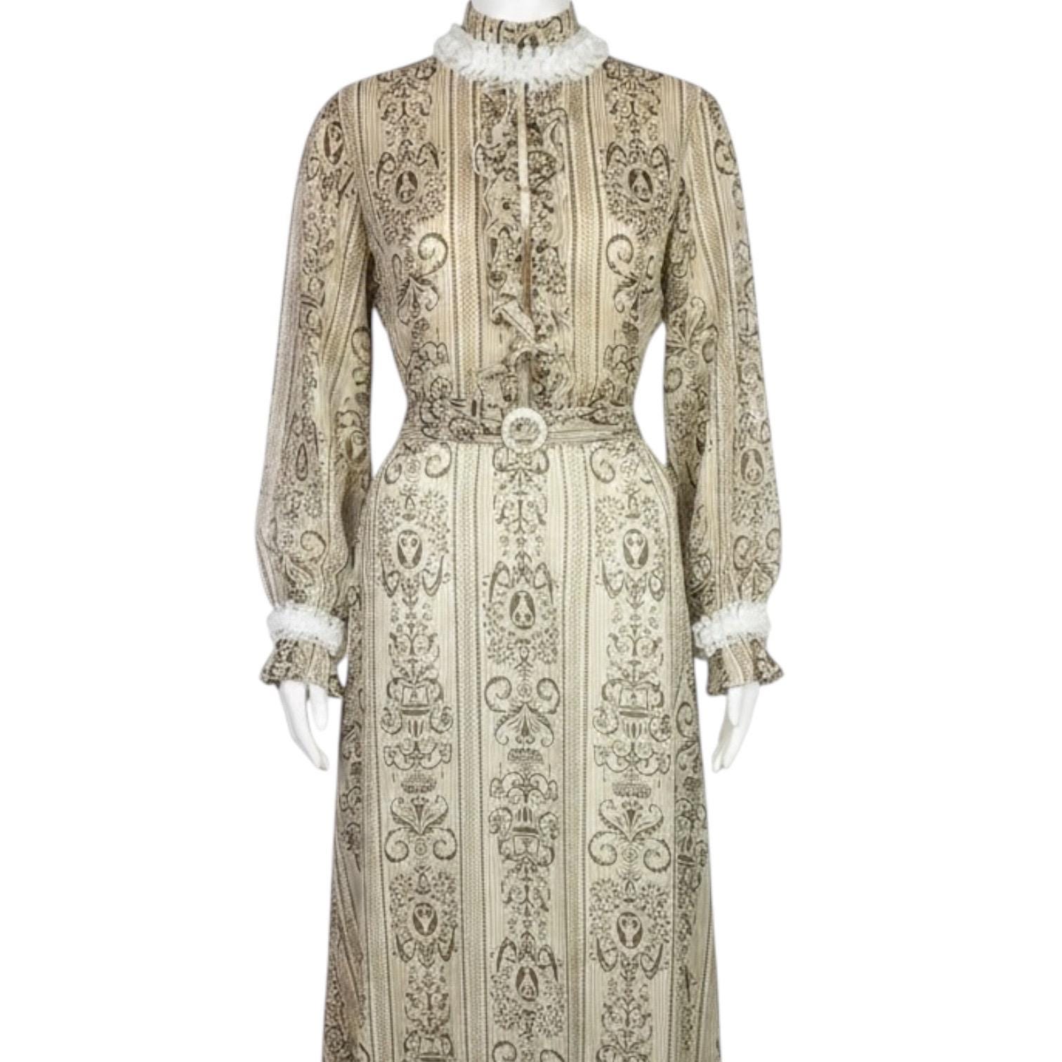 antique twirl lace trim long dress VICTORIAN HAND MADE BATTENBURG LACE DRESS W BELL SLEEVES + TRAIN