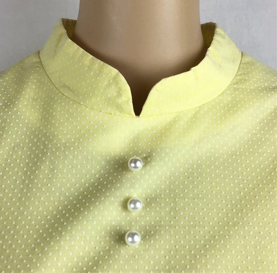 Vintage 1960s Mod Dolly Yellow & White Swiss Polk… - image 4