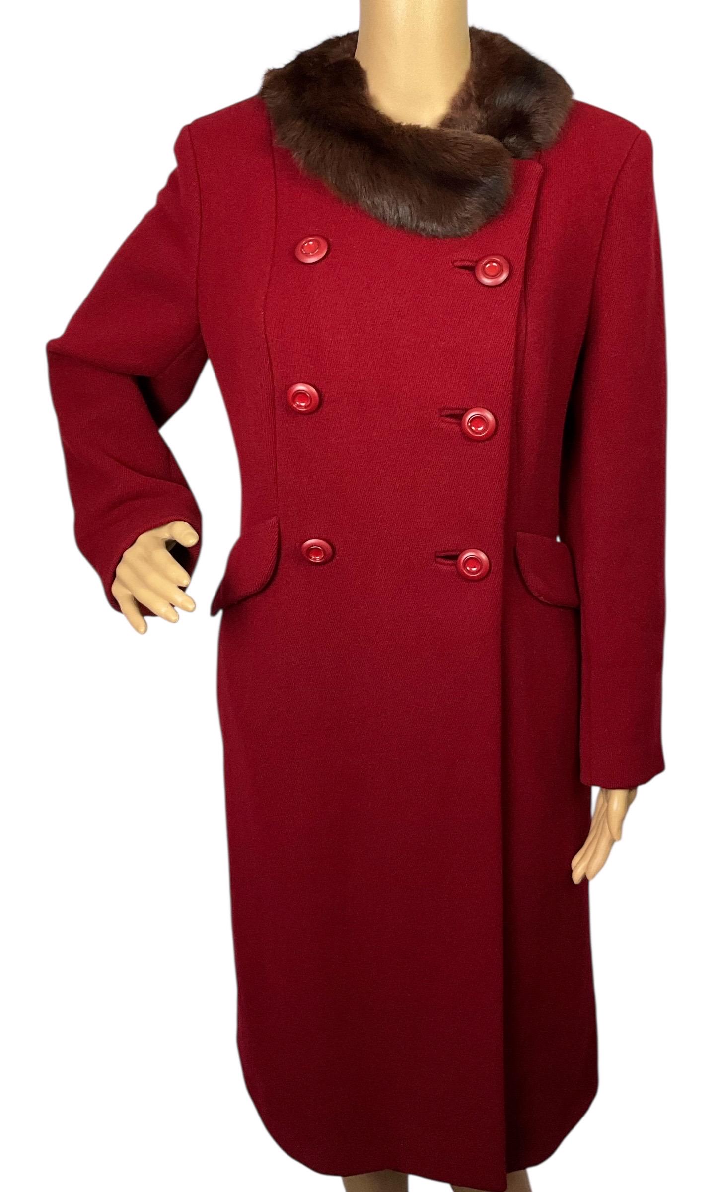 Vintage 1960s Eastex Label Mid Century Mod Dark Red Wool Real