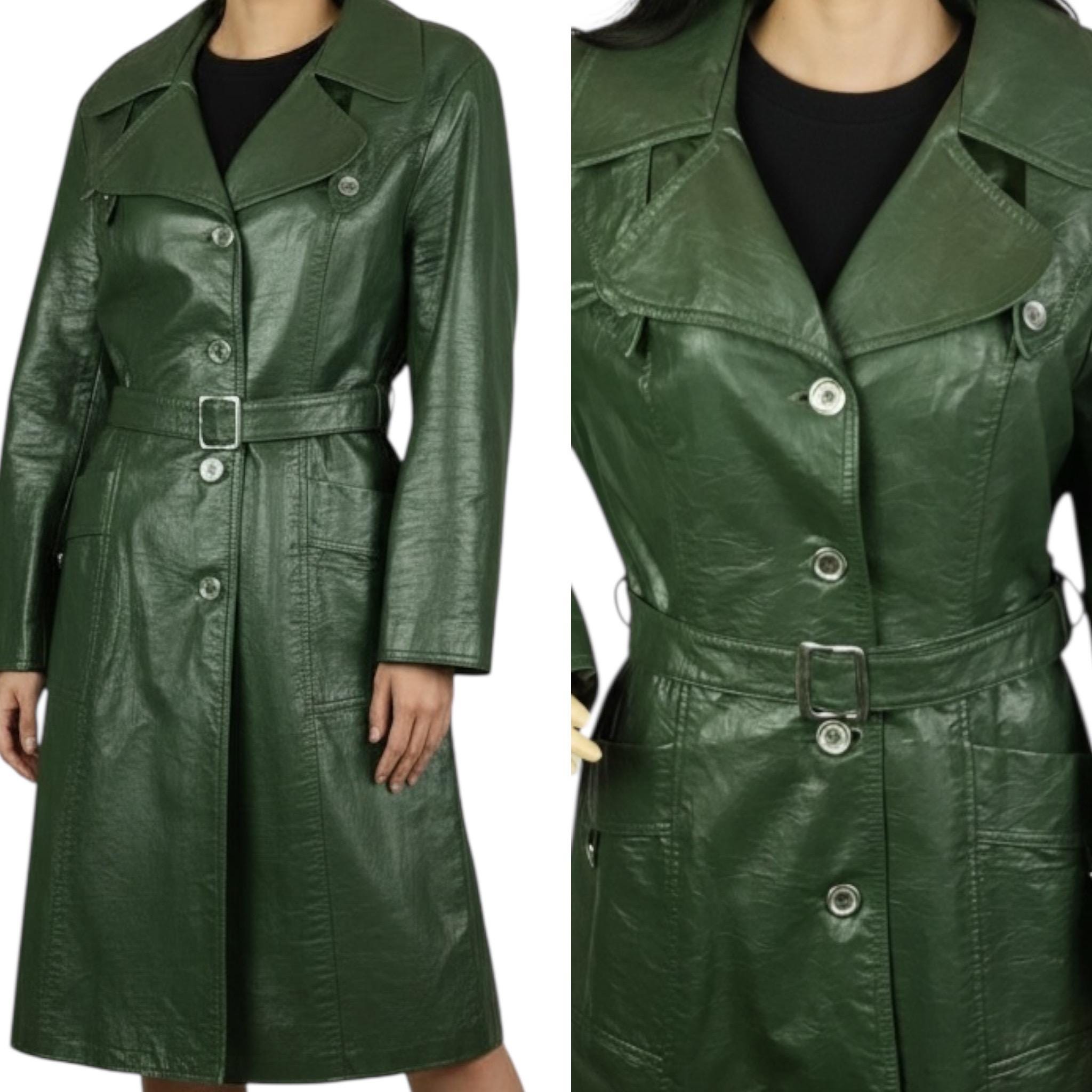 Vintage 1970s Ascot Model Mod Dark Green Vinyl Faux Leather