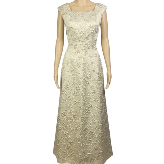 Vintage 1960s Mid Century Gold Floral Lurex Brocade Long Gown Dress  Small-medium - Etsy