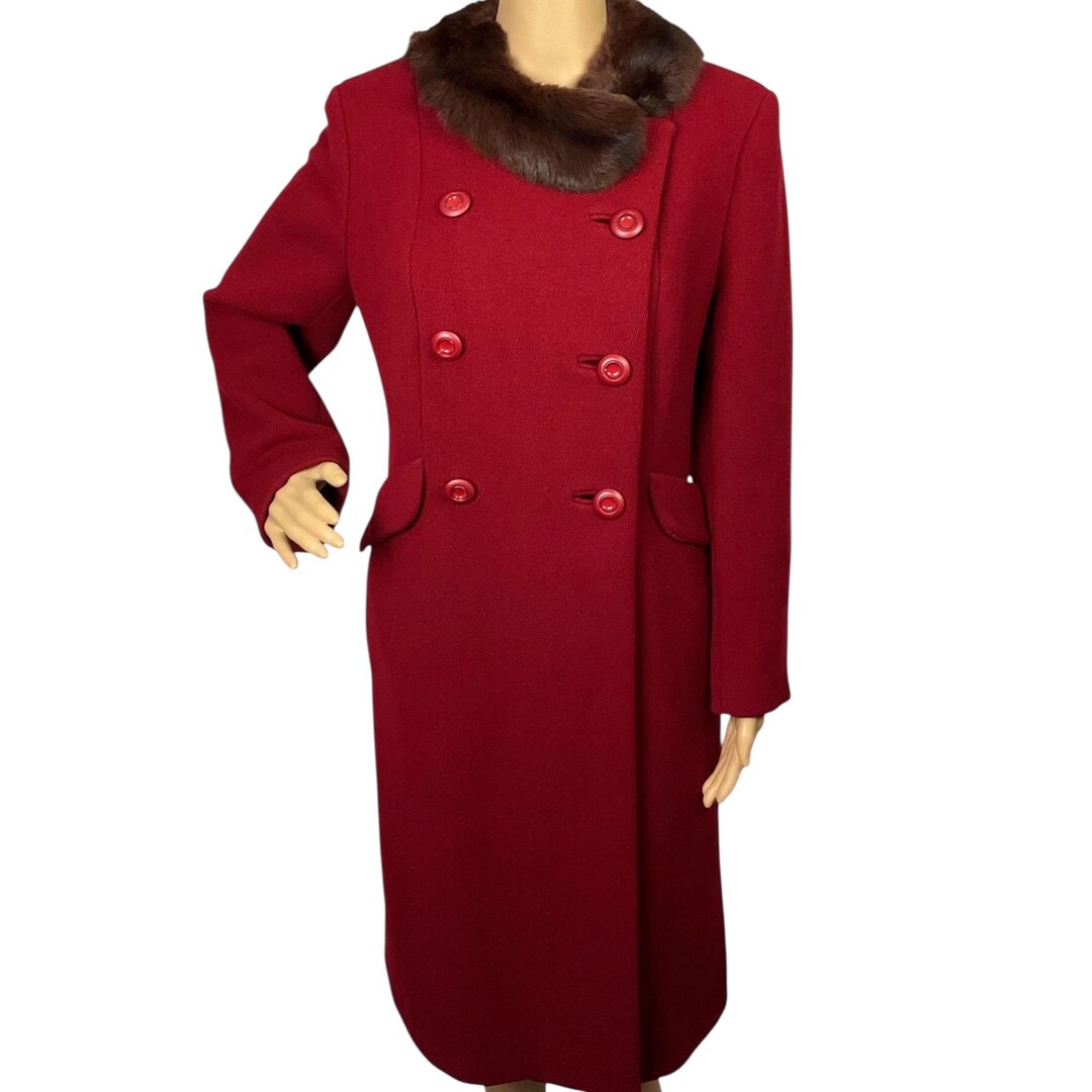 Vintage 1960s Eastex Label Mid Century Mod Dark Red Wool Real