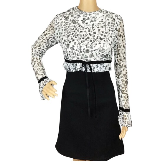 knee length dresses for ladies Alba Black Floral Silk Organza Mini Dress main image 0