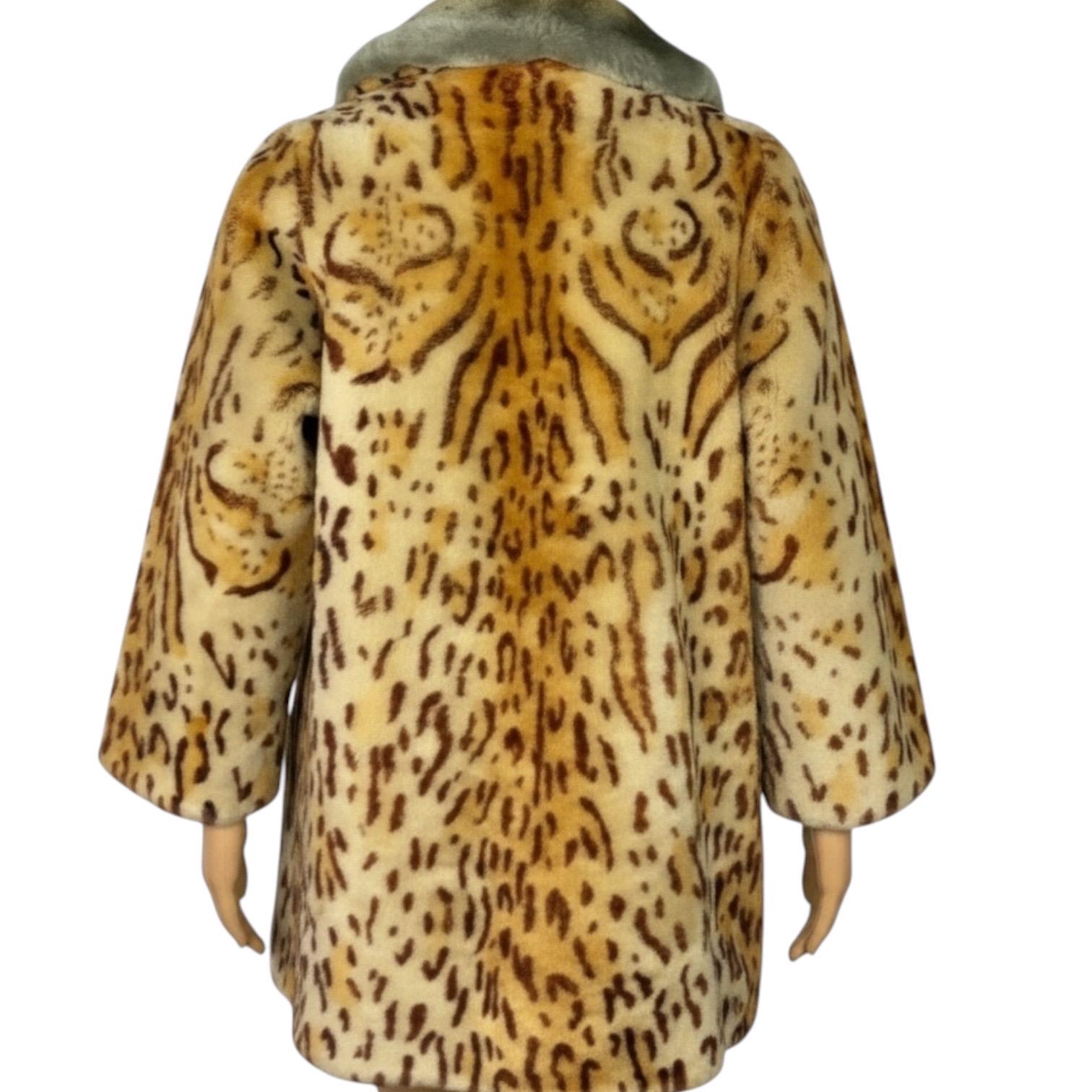 50s VINTAGE FAKE FUR ANIMAL FABRIC デルマー系 Vintage 1950s Mid Century Pin up Faux Leopard Ocelot Print Fur