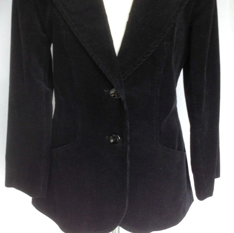 Vintage 1970s St Michael label Mod Hippie Black Cord Corduroy Blazer Suit Jacket Small