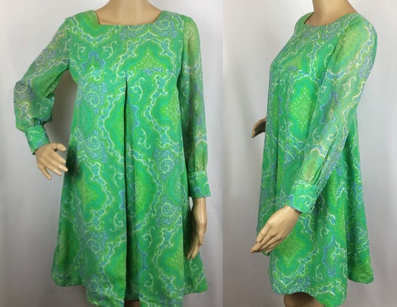 Vintage 1960s American Union label Mod Hippie Gre… - image 1