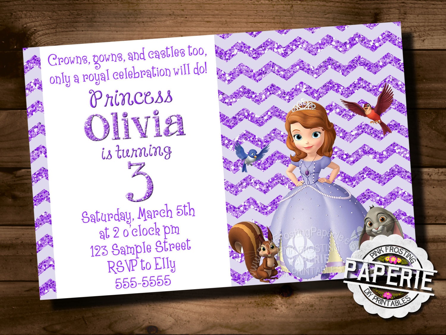 SOFIA The FIRST INVITATION Custom Princess Invitation For