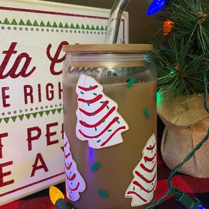 Christmas Tree Cakes Soda Glass Can 16oz