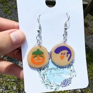 Pumpkin and Ghost Cookie Halloween Earrings