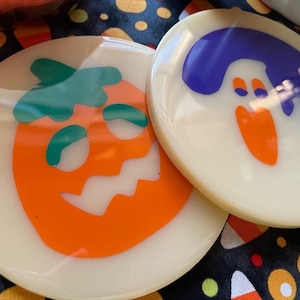 Pumpkin and Ghost Cookie Halloween Resin Coasters
