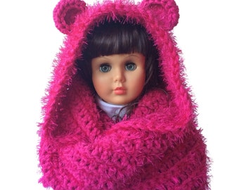 Crochet Pattern * Clara Bear Hooded Infinity Scarf * Instant Download Pattern #501 *Baby Toddler Child Teen Adult * super bulky * easy * pdf