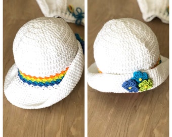 Patron au crochet - CHAPEAU BRIA - Patron Pdf # 540 - avec petit sac croisé Bria - bébé tout-petit enfant ado tailles adultes - patron débutants