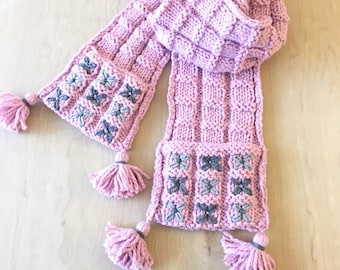 Knitting Pattern * NORDIC SCARF * Instant download #534 * baby toddler child teen adult * super bulky