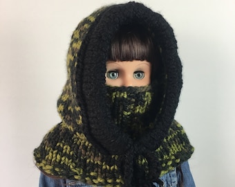 Knitting Pattern * FOREST HOODED COWL * Instant Download Pattern #527 * baby toddler child teen adult * bulky  easy
