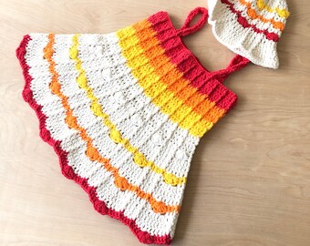 Crochet Pattern- AMBER DRESS - sun dress - summer dress - beach dress - Pdf pattern #541 - 7 sizes; 6,12,18 mo,  2, 4, 6, 8 years