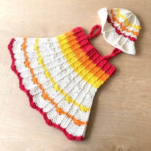 Crochet Pattern- AMBER DRESS - sun dress - summer dress - beach dress - Pdf pattern #541 - 7 sizes; 6,12,18 mo,  2, 4, 6, 8 years